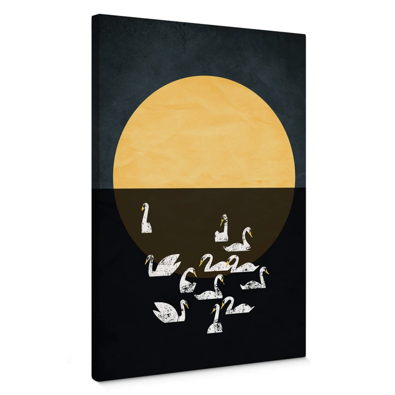 Canvasbillede - Kubistika - Swan Lake 