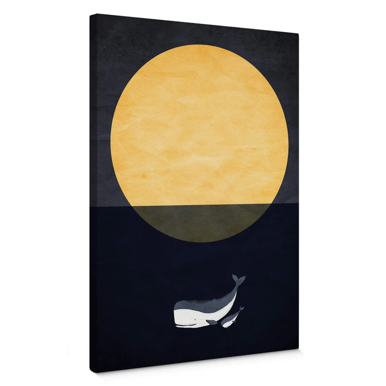 Lienzo Kubistika - Luna llena sobre el mar 