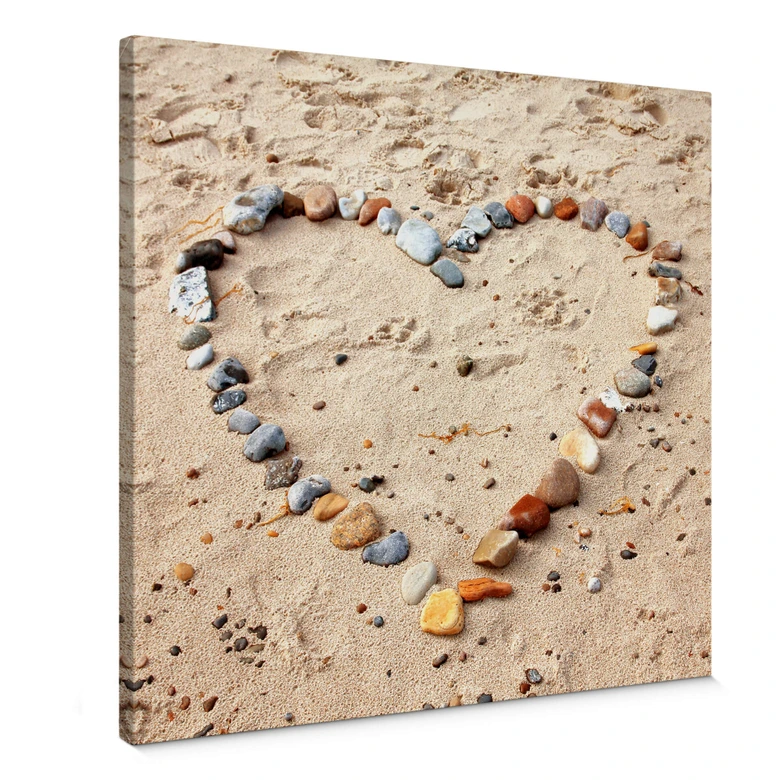 Leinwandbild Liebesstrand - quadratisch 