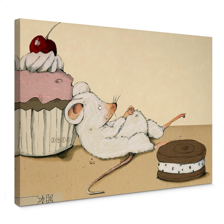 Leinwand Loske - Maus mit Muffin 