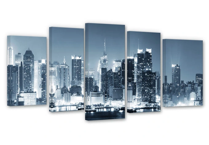 Canvas New York at Night 1 (5-delig) 