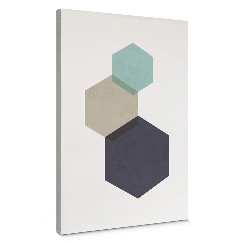 Leinwandbild Nouveauprints - Hexagons aqua 