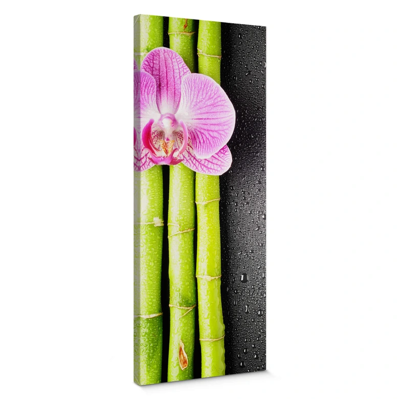Leinwandbild Orchid and Bamboo - Panorama (vertikal) 