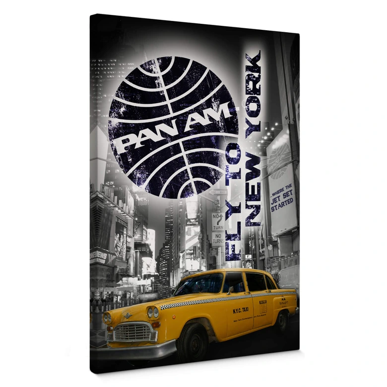Tableau sur toile PAN AM - Taxi jaune de New York 