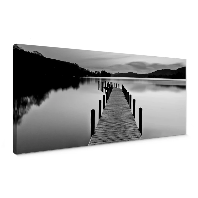 Leinwandbild Seepanorama - schwarz/weiß 