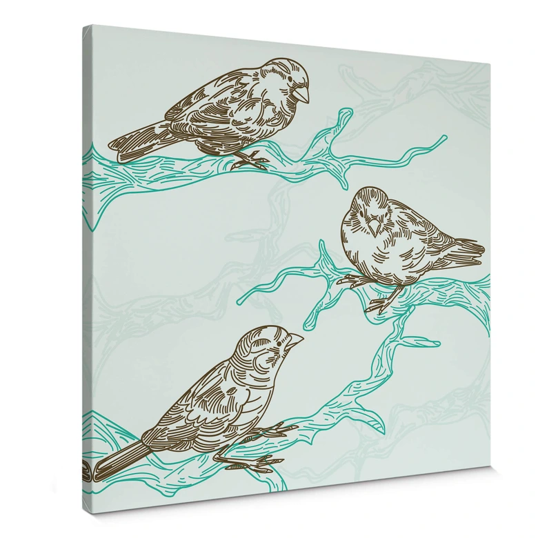 Leinwandbild Spatzen Illustration 