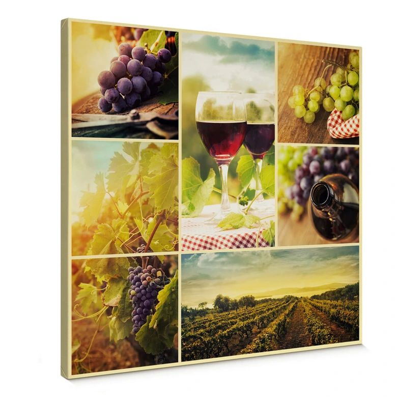 Leinwandbild Wein Collage - quadratisch 