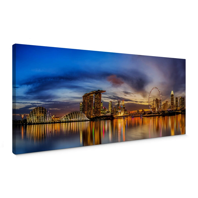 Lienzo Xie - Luces en Singapur - Panorama 