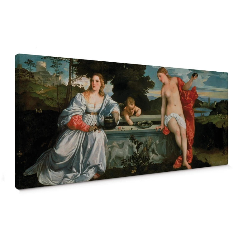 Tableau sur toile Titien - Amour sacré et Amour profane 