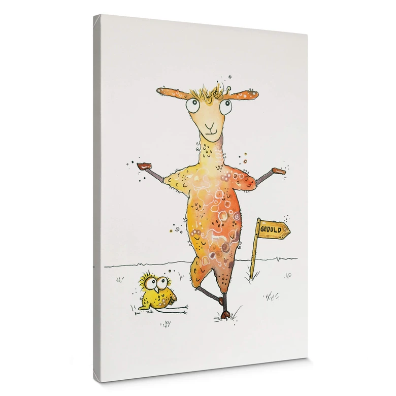 Tableau sur toile Hagenmeyer - Lama et oiseau 