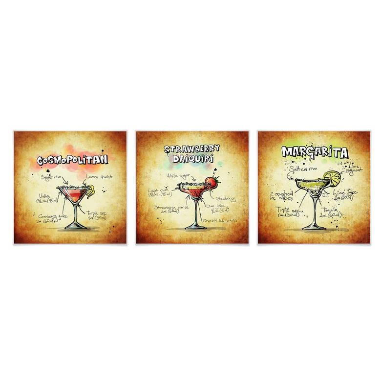 Poster - Cocktails set 01 (3 parties) 