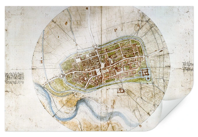 Poster da Vinci - Stadtplan von Imola 