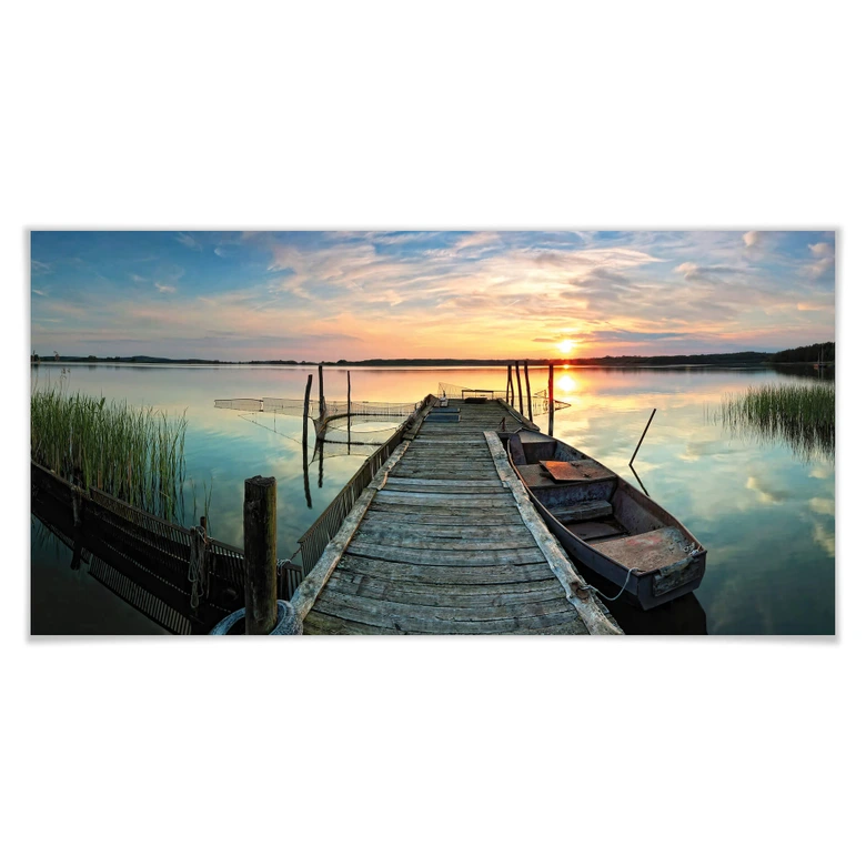 Poster Sunset at the lake - Panorama 