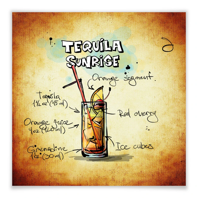 Poster Tequila Sunrise - recipe 