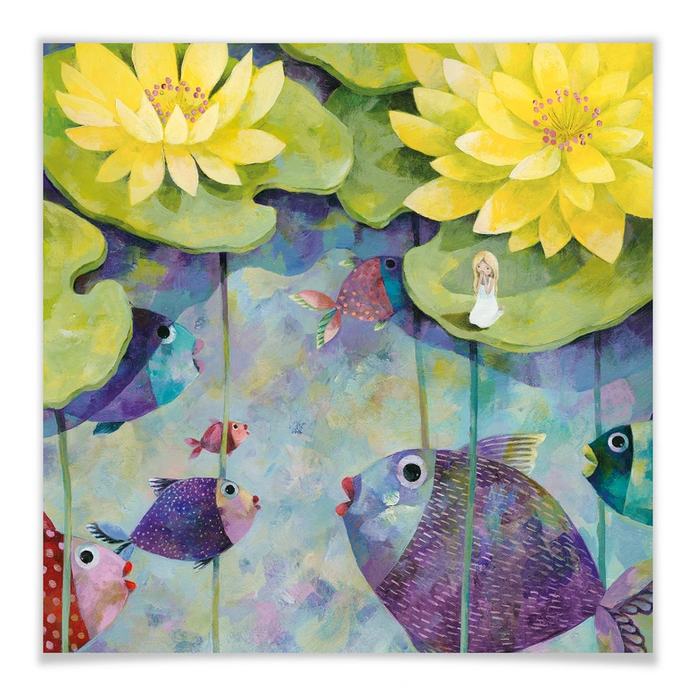 Poster Blanz - Gelbe Seerosen - quadratisch 
