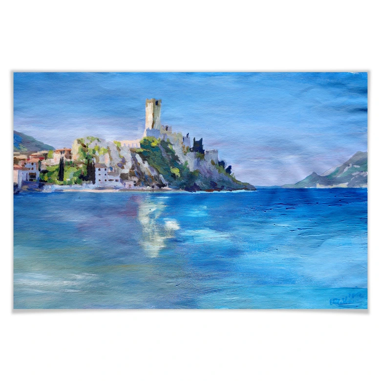 Poster Bleichner - Malcesine mit der Castello Scal 