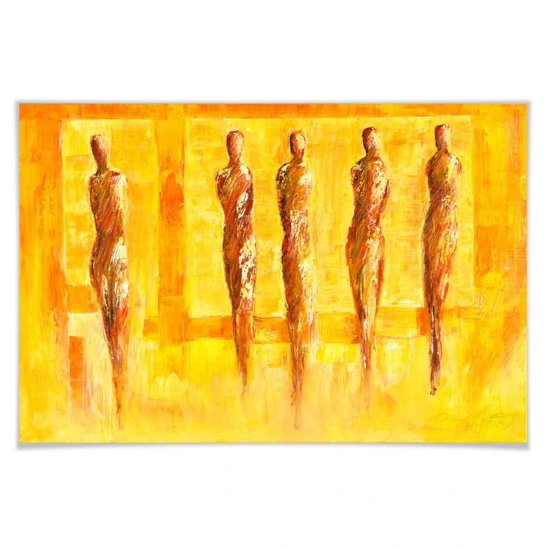 Poster Schüßler - Fünf Figuren in Gelb 