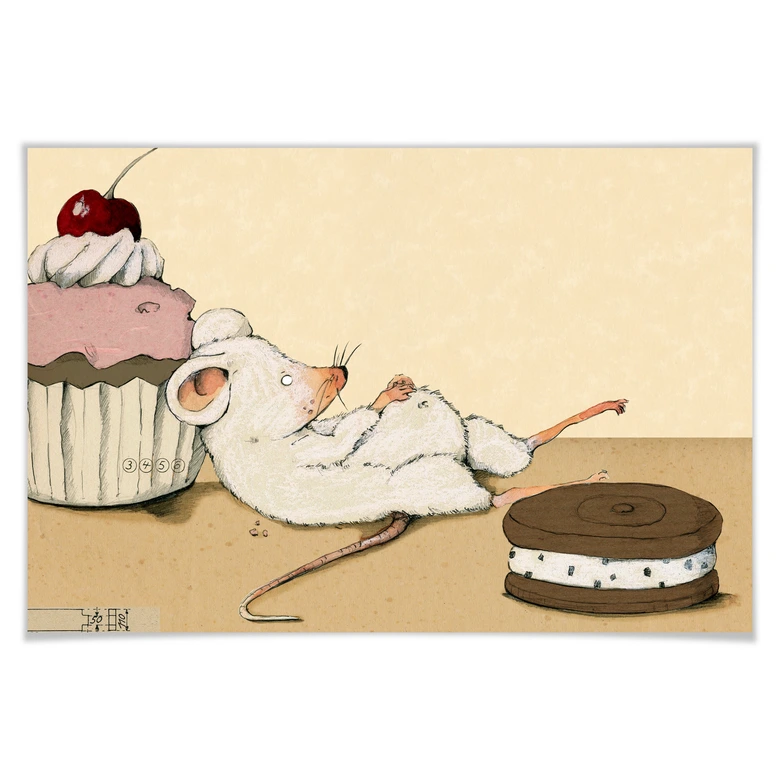 Poster Loske - Maus mit Muffin 