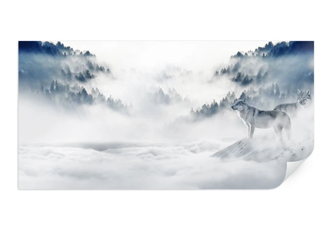 Poster - Wölfe im Schnee - Panorama 