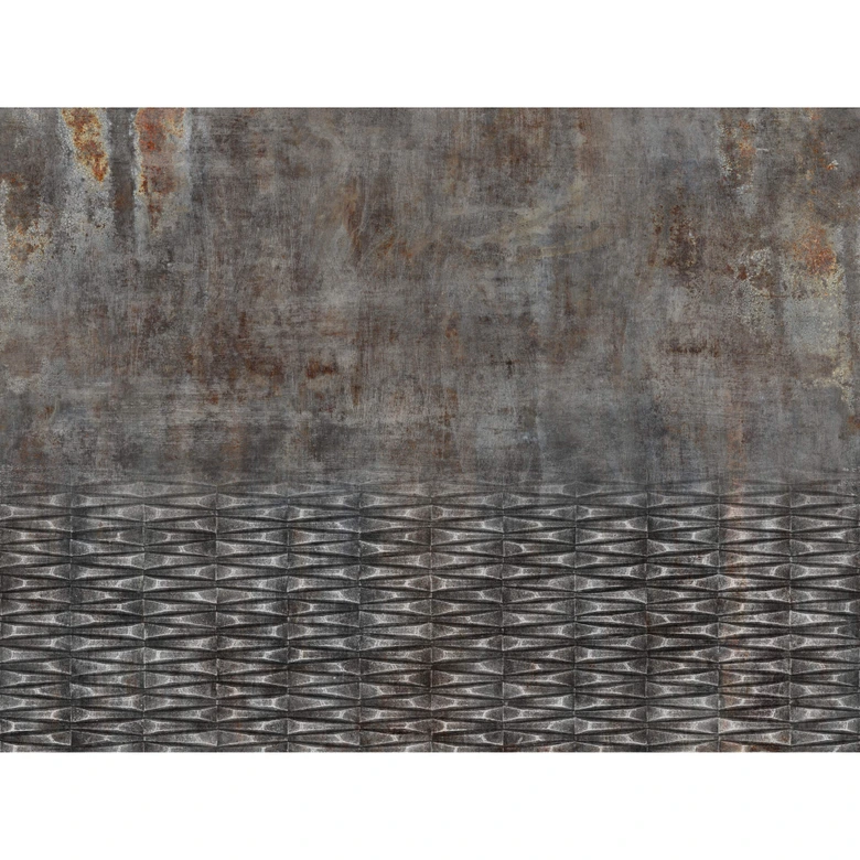 Rasch Vliestapete, Fototapete Factory IV in Rostoptik mit Metalleffekt betongrau 