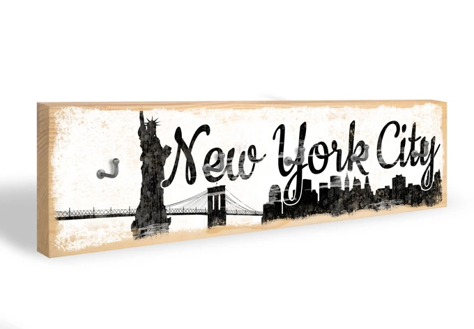 Key Holder - New York City Skyline + 5 Hooks 