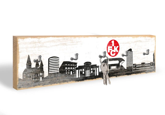 Schlüsselbrett 1. FCK Skyline shabby Look + 5 Haken 