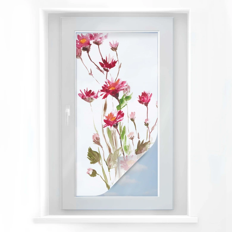 Película de privacidad Flor silvestre ilustrada - Panorama 