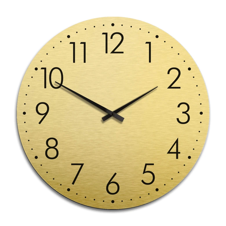 XXL Wanduhr Alu Dibond Goldeffekt - Modern mit Minutenanzeige Ø 70 cm 