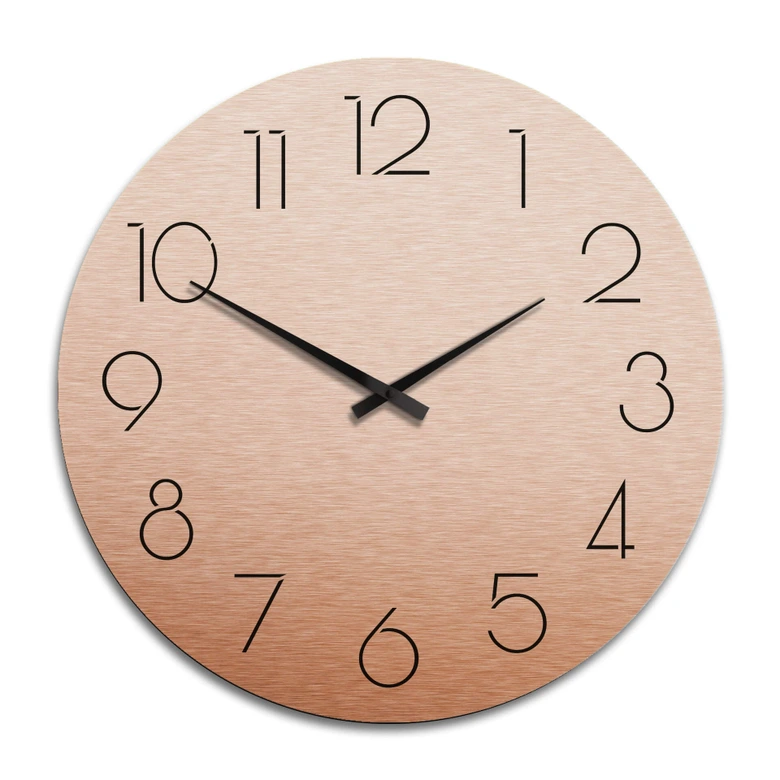 Horloge murale XXL en Alu-Dibond - Cuivrée - Moderne avec chiffres -  Ø 70 cm 
