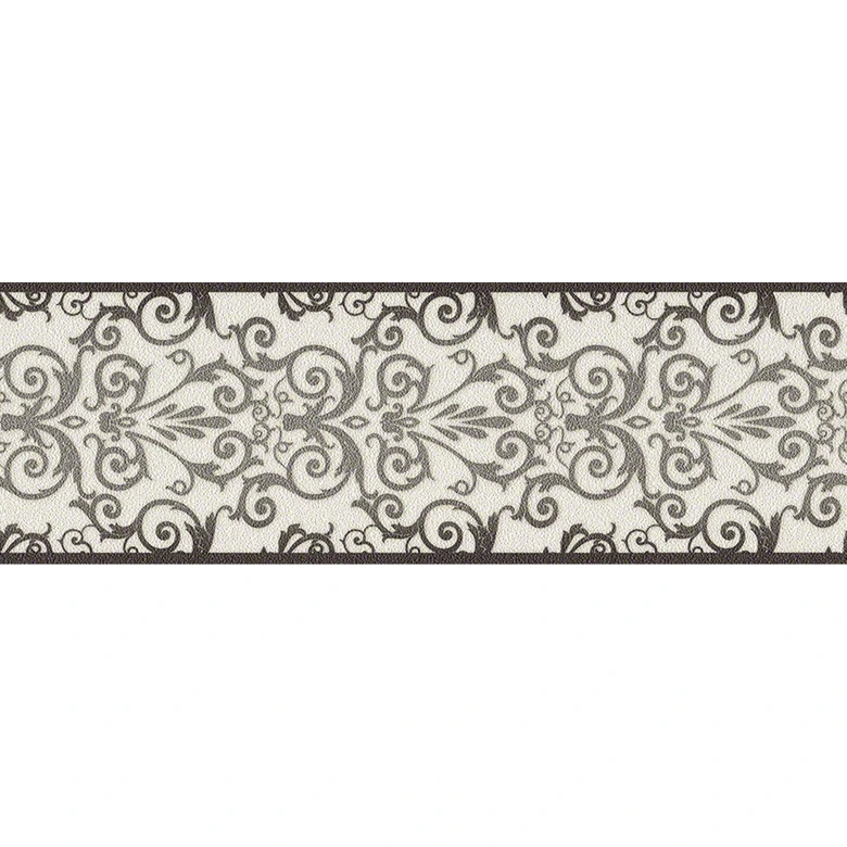 Versace wallpaper border Herald metallic, black, white 