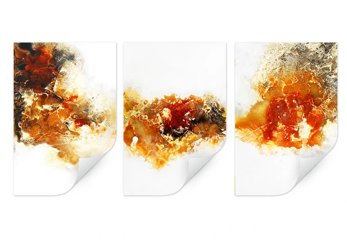 Wallprint - Fedrau - Flüssiges Gold 04 (3-teilig) 