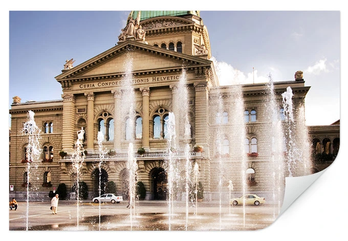 Wallprint Wasserspiel vor Schweizer Parlamentsgebäude 
