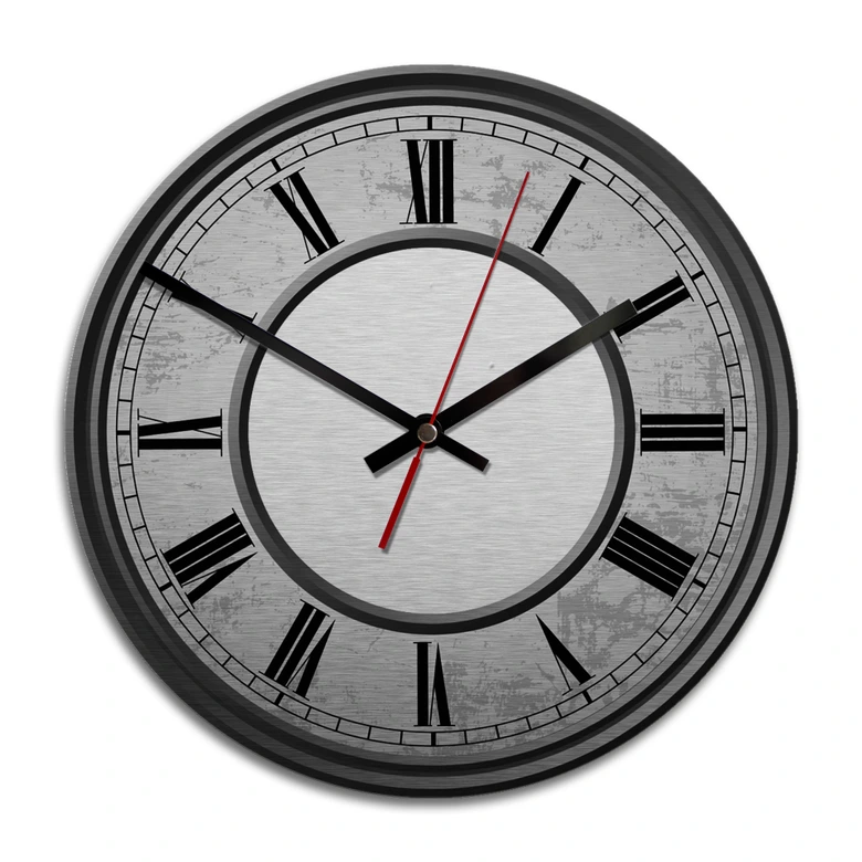 Horloge murale en Alu-Dibond - Argenté - Vintage 03 