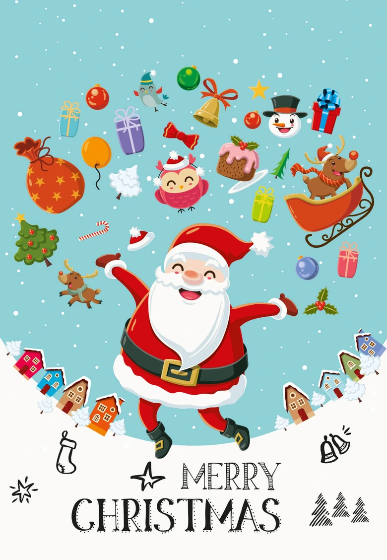 Gutschein Weihnachten - Weihnachtsmann Geschenke - Merry Christmas 
