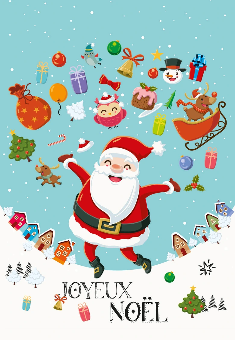 Gutschein Weihnachtsmann Geschenke Joyeux Noël 