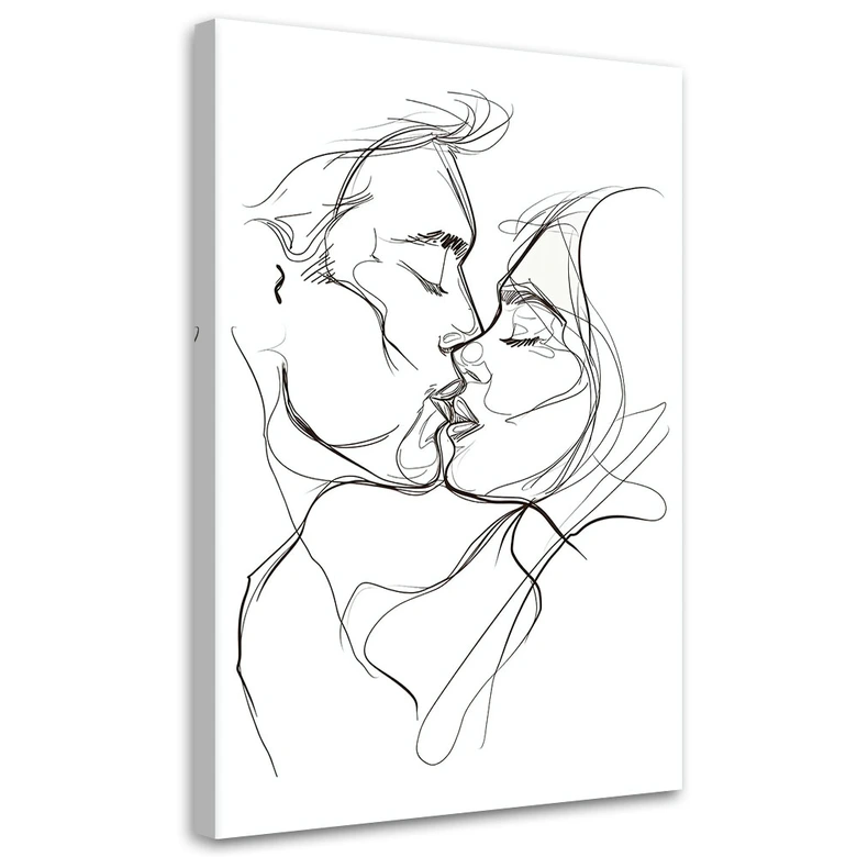 Canvasbillede, kys sort og hvid 