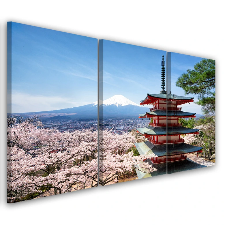 Leinwandbild 3-teilig, Japan Berg Fuji 