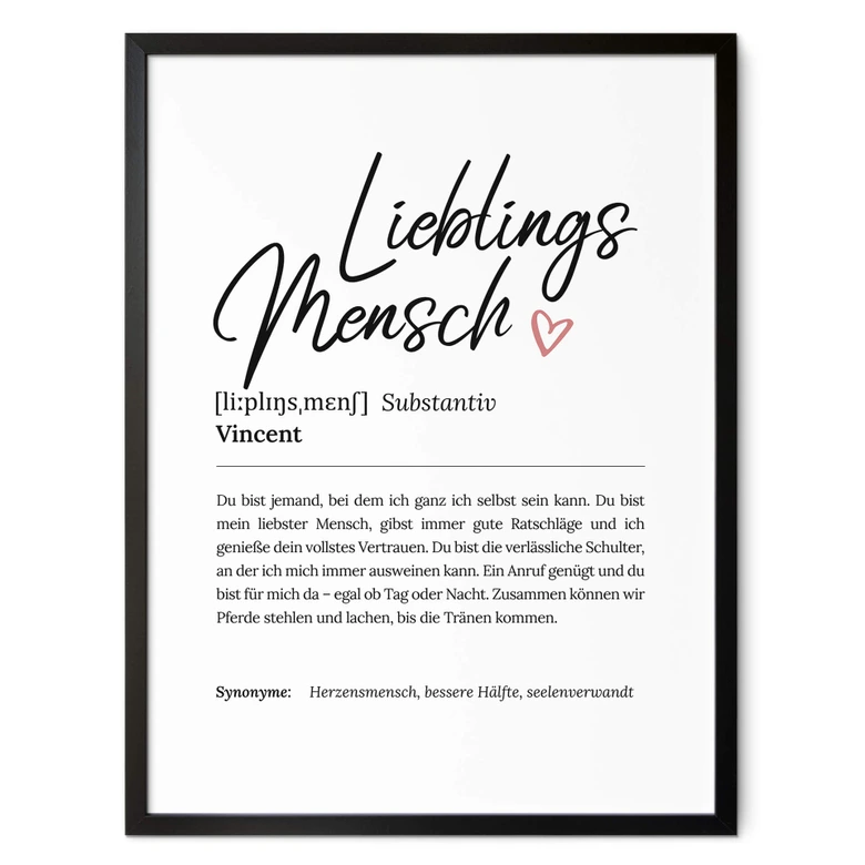 Personalisiertes Poster Definition - Lieblingsmensch 