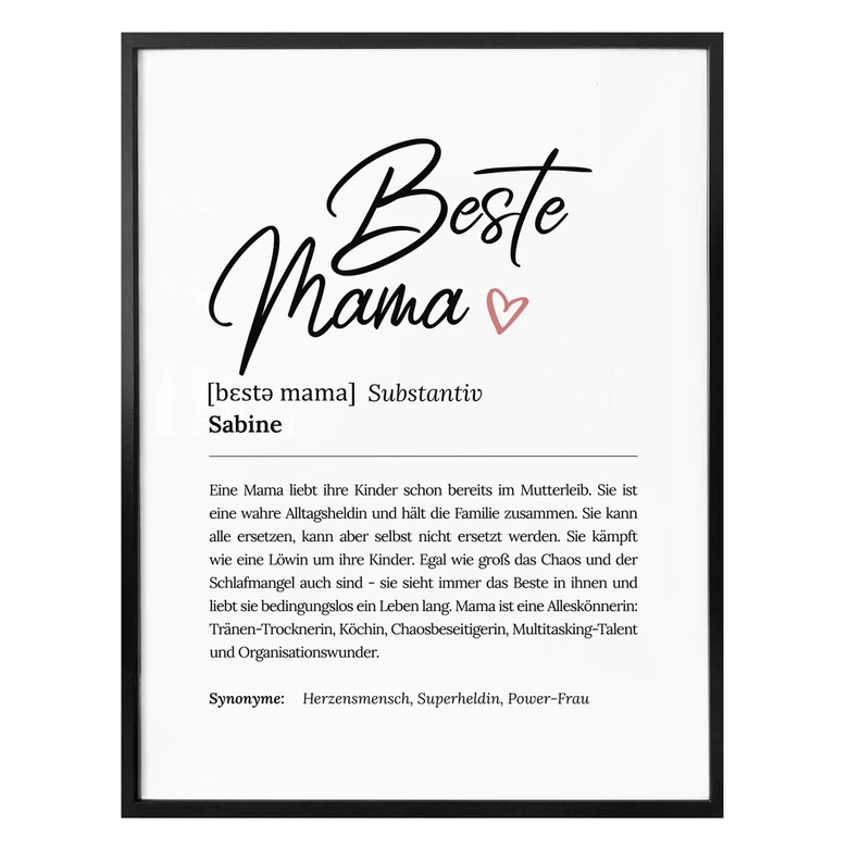Personalisiertes Poster Definition - Beste Mama 