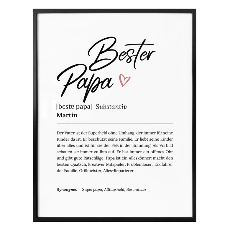 Personalisiertes Poster Definition - Bester Papa 