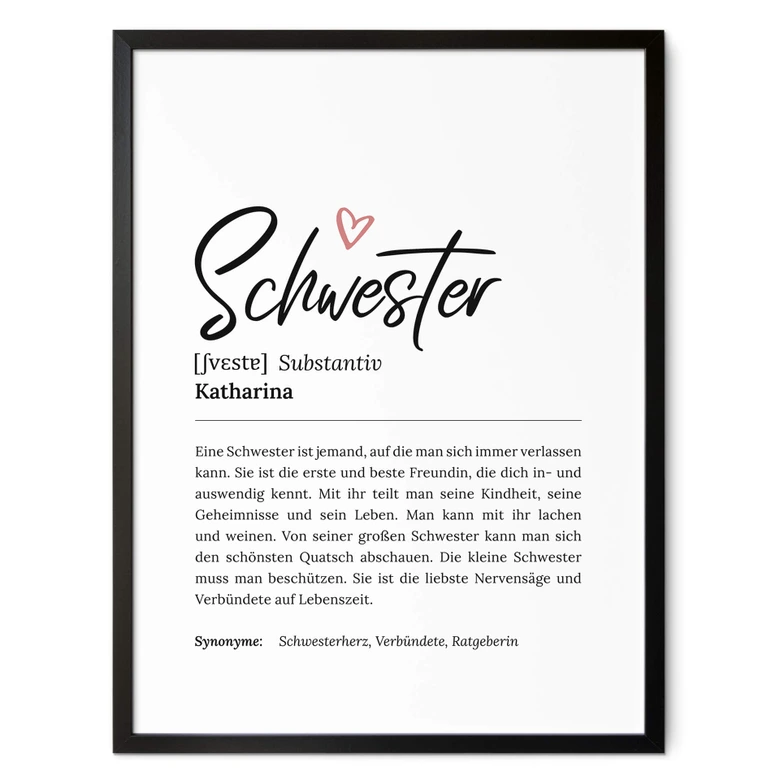 Personalisiertes Poster Definition - Schwester 