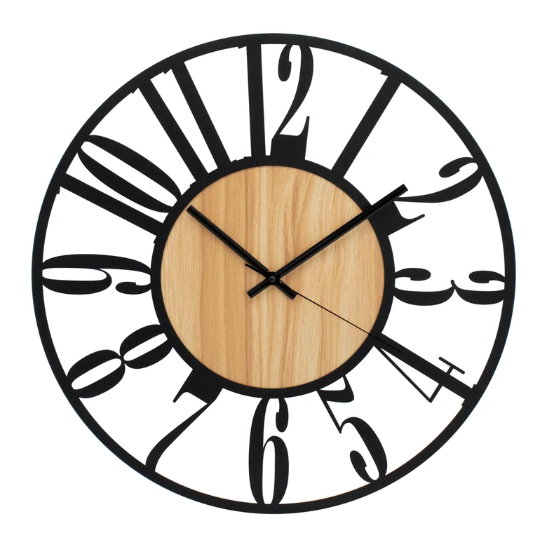 Orologio da parete di design Natural Contrast - orologio con aspetto in legno e numeri arabi Ø50 cm 
