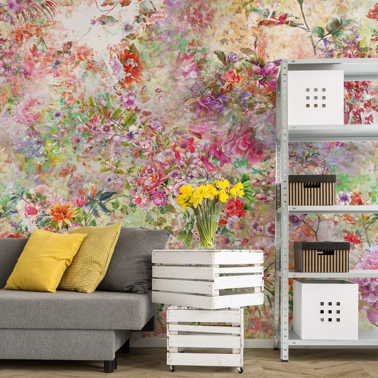 Fototapete Wilde Blumen Collage 