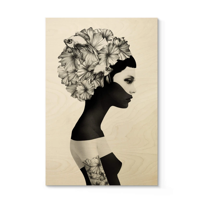 Holzbild Ireland - Marianna - Hibiskusblüten 