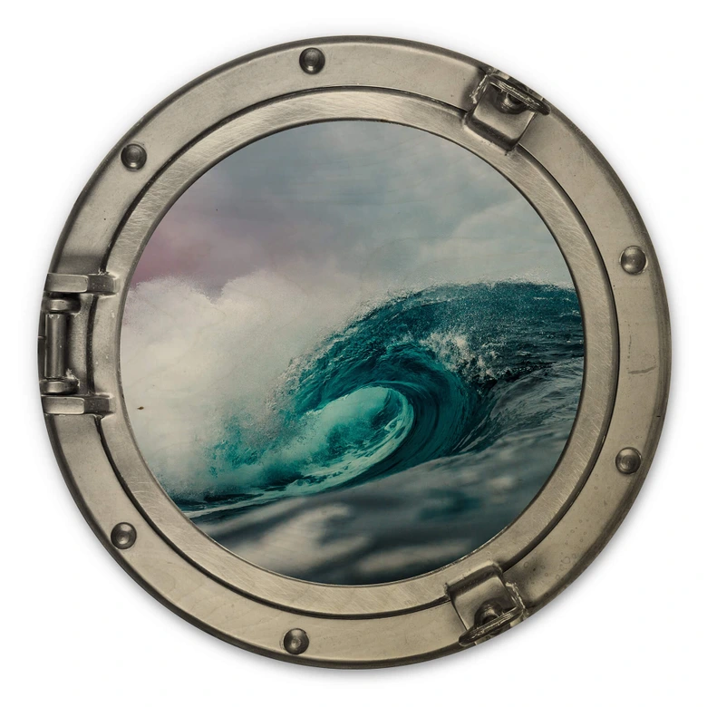 Holzbild 3D Optik - Das tosende Meer - Rund 