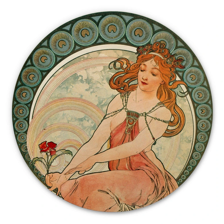 Tableau sur bois Mucha - La peinture - Rond 