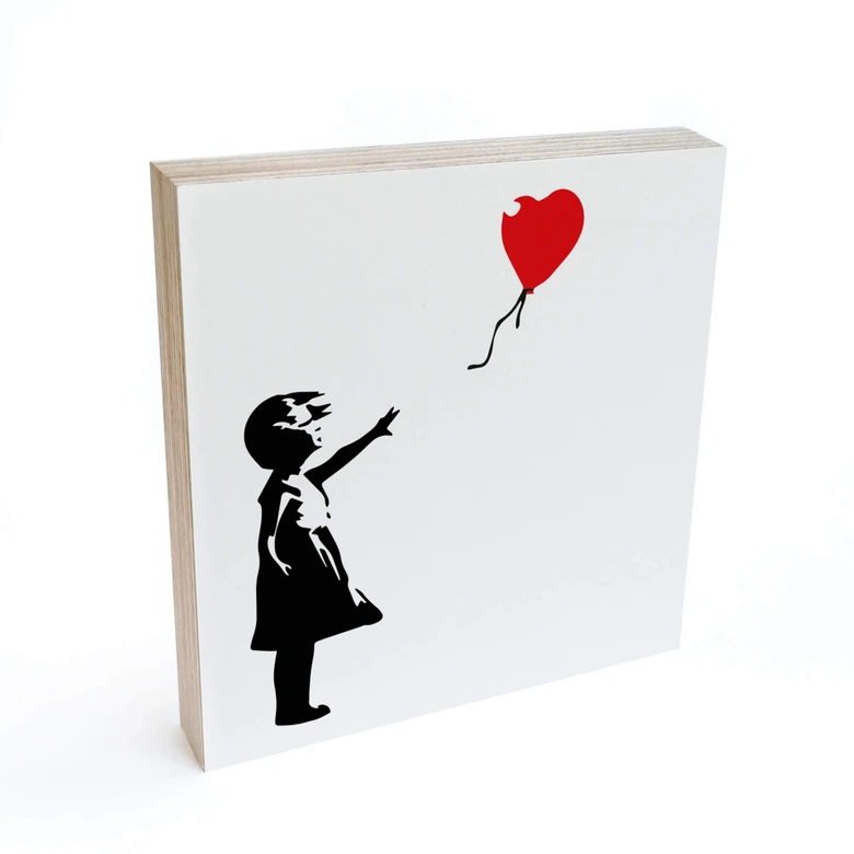 Bloc en bois à poser - Banksy - La fille au ballon rouge 