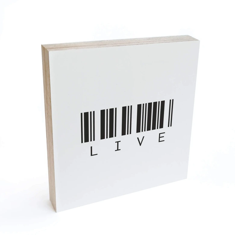 Houten Decoratieblok Streepjescode Live 