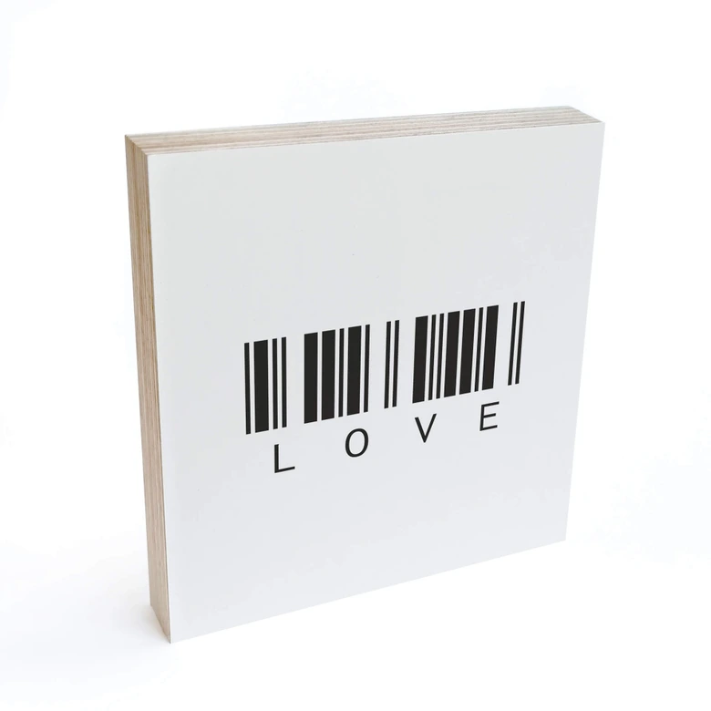 Bloc en bois à poser - Code barre - Love 