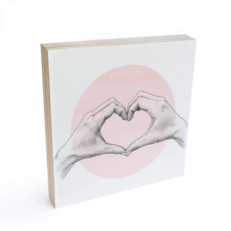 Holzbild zum Hinstellen - Graves - Heart in Hand - 15x15 cm 